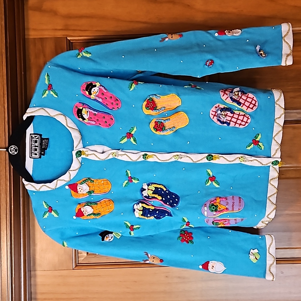 Vintage Berek Christmas Flip Flop Cardigan S